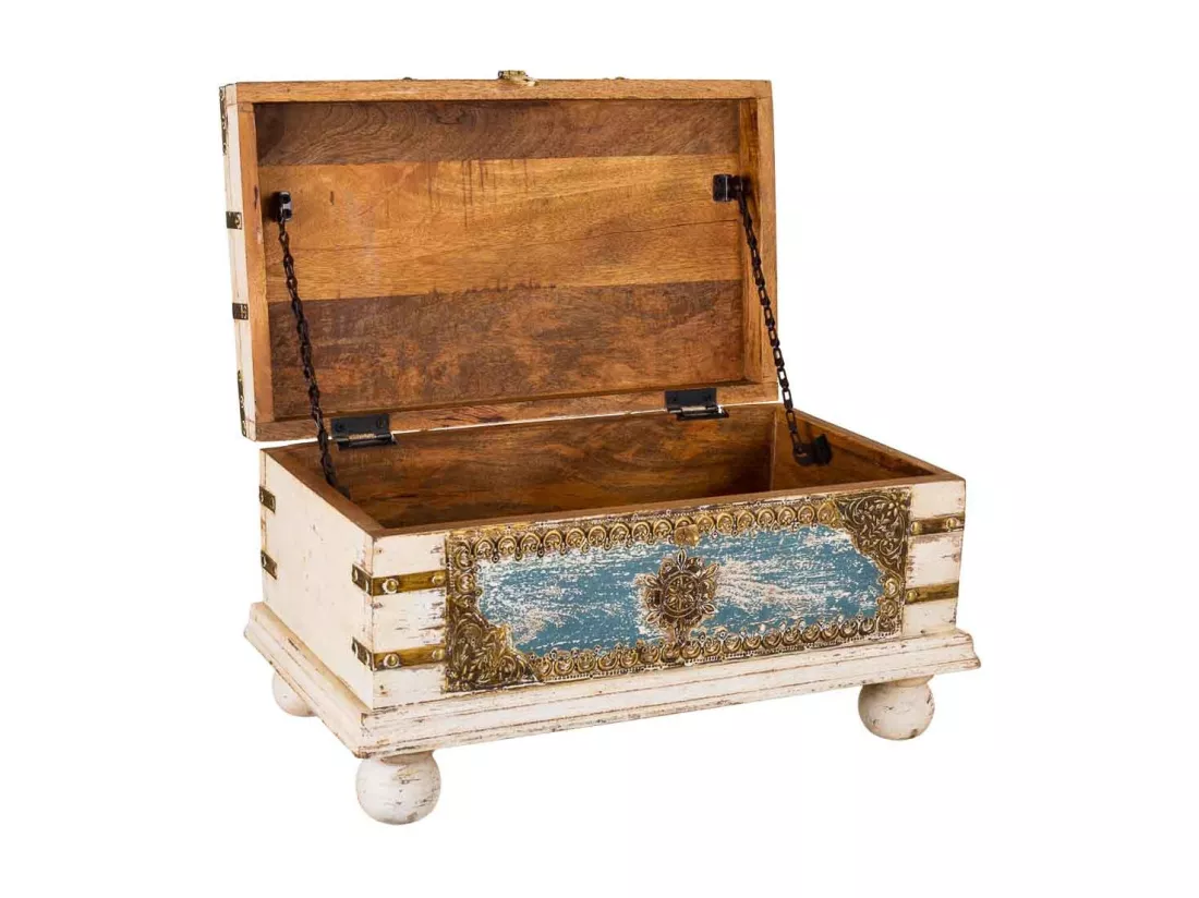 Coffre en bois artisanal 49x29x27h cm
