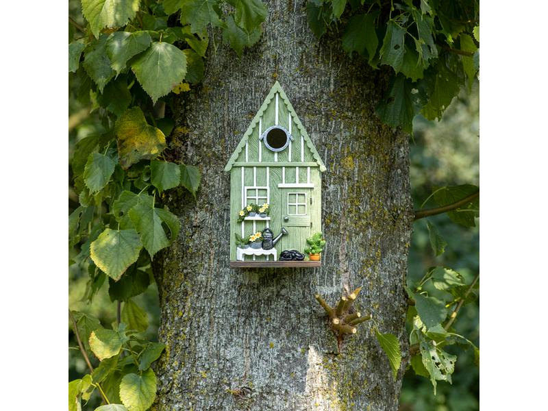 Esschert Design Nistkasten Gartenhaus, Grün Nistkasten in Gartenhaus-Optik
