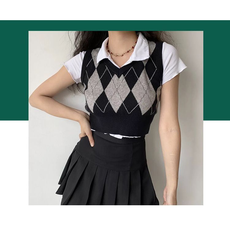 Robynn - Argyle Print Trui Vest