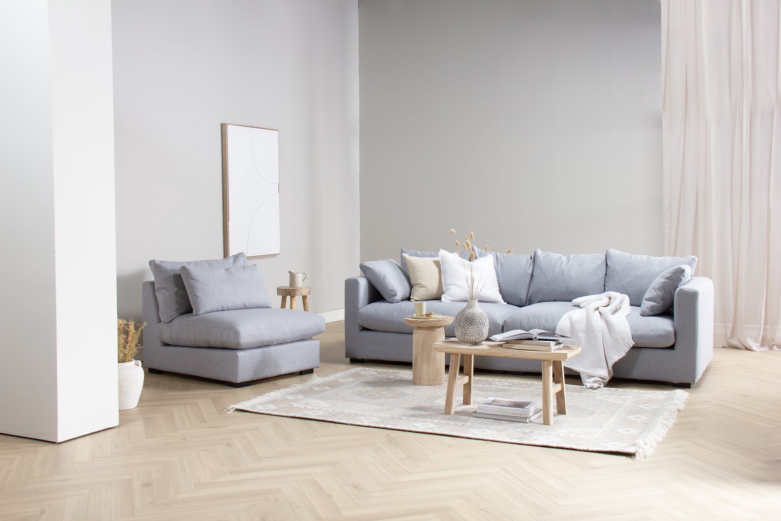 Milano stol Tekstil Solid 3/1 Light grey