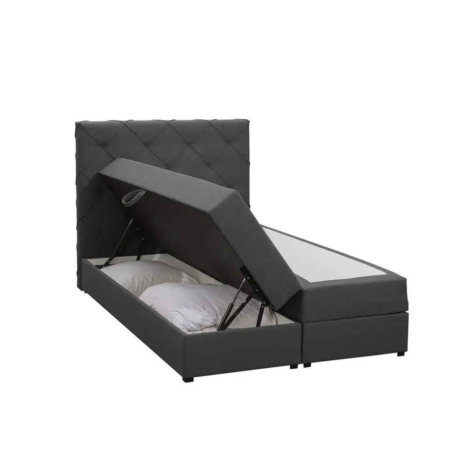 Boxspring met opbergruimte Liv geruit - antraciet - 120x200 cm