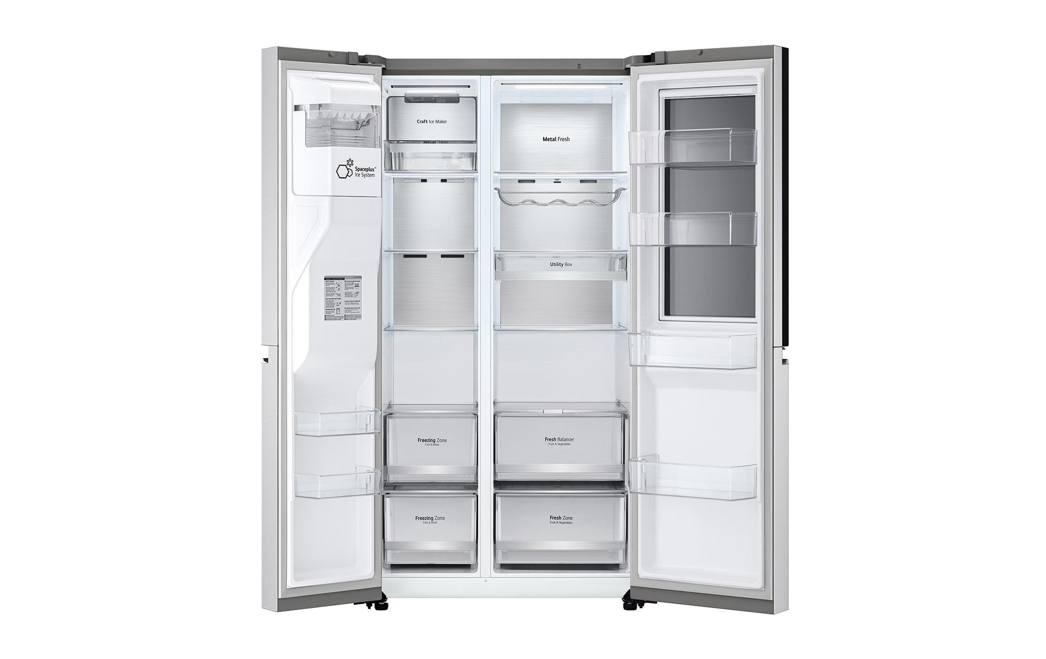 Foodcenter GSXV90BSDE Brushed Steel<br>Side by Side Kühlgerät mit Fenster und Innenbeleuchtung