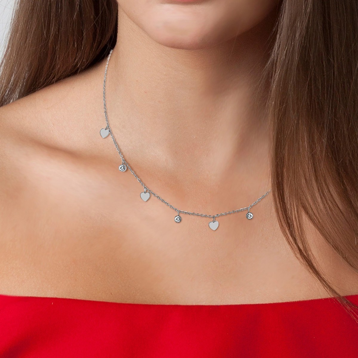 Collier coeurs SC Crystal orné de Zirconium