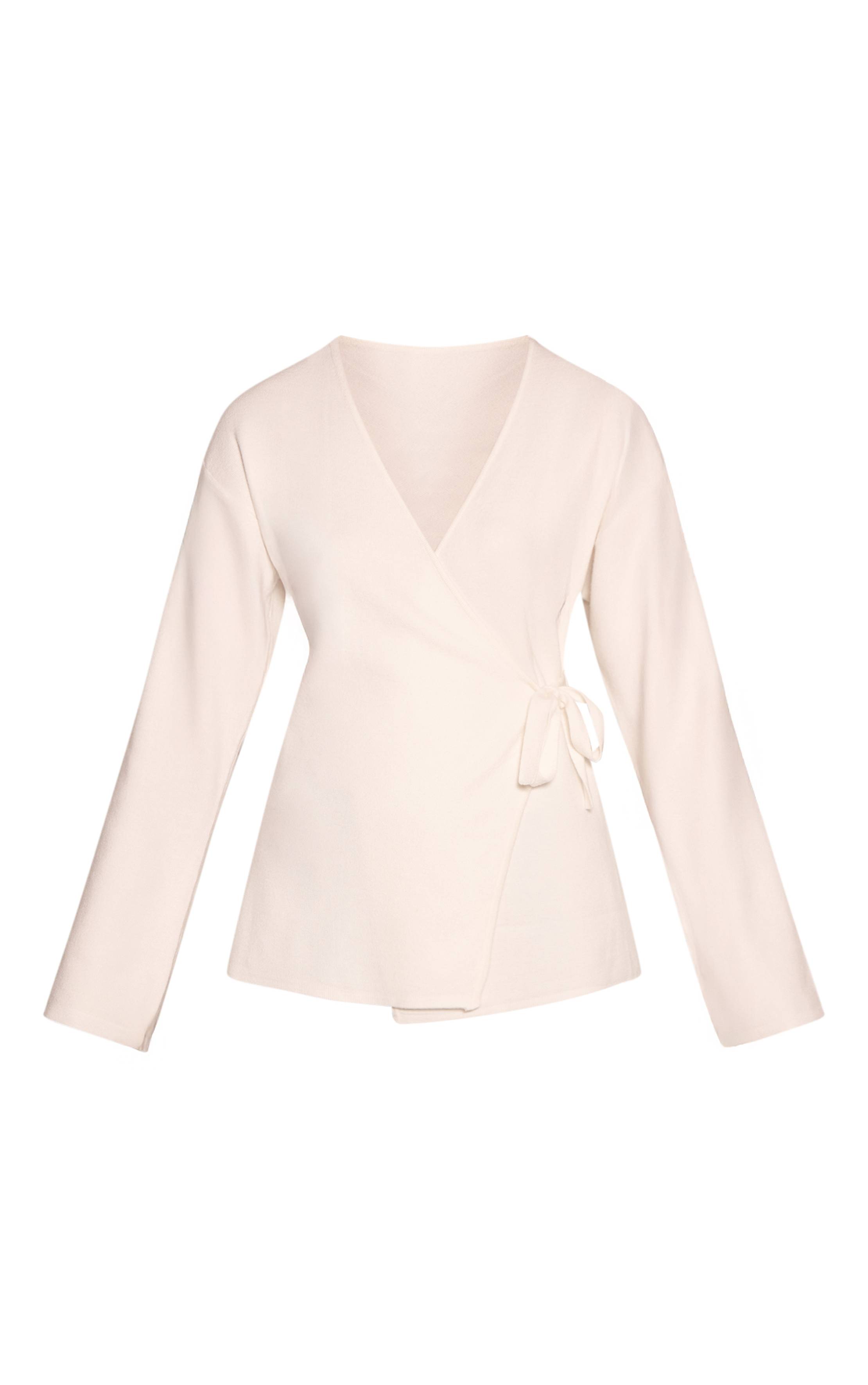 Crème Cardigan Cache-cœur À Manches Longues