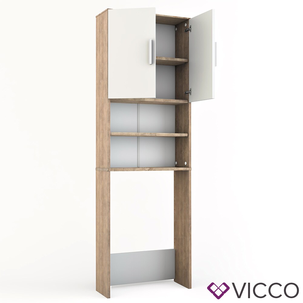 VICCO Waschmaschinenschrank 190 x 64 cm in Weiß Sonoma Badschrank Hochschrank