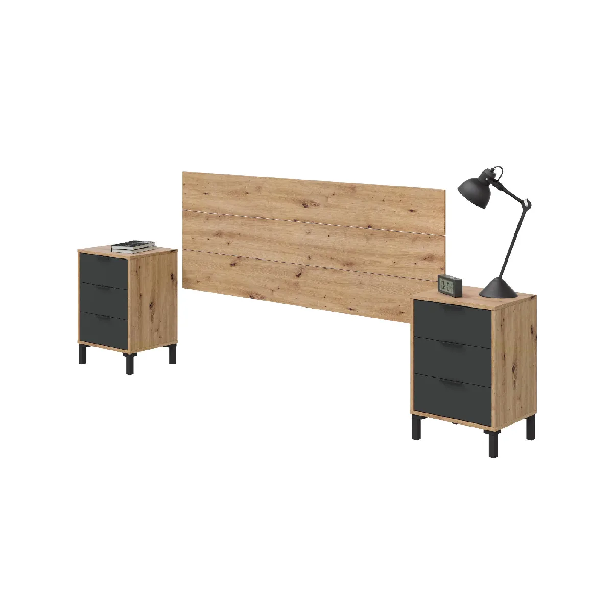 Alter Ensemble de chambre à coucher chêne anthracite