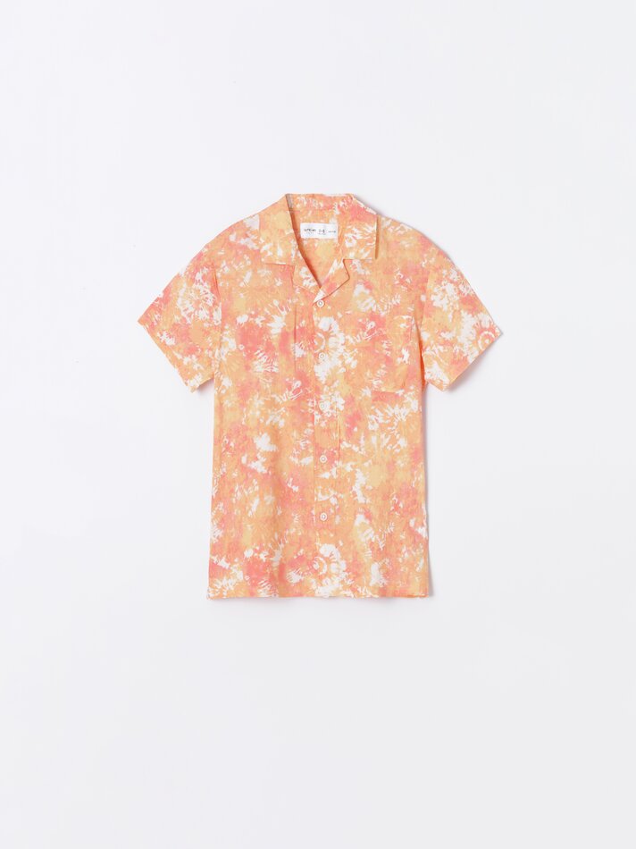 Camisa estampada Resort - Laranja