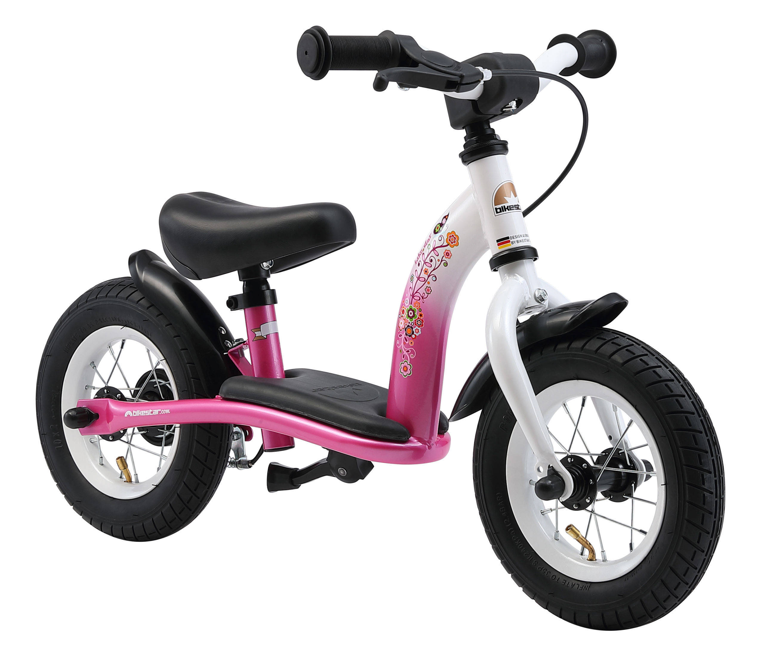 BikeStar Classic, 10 inch loopfiets, roze / wit