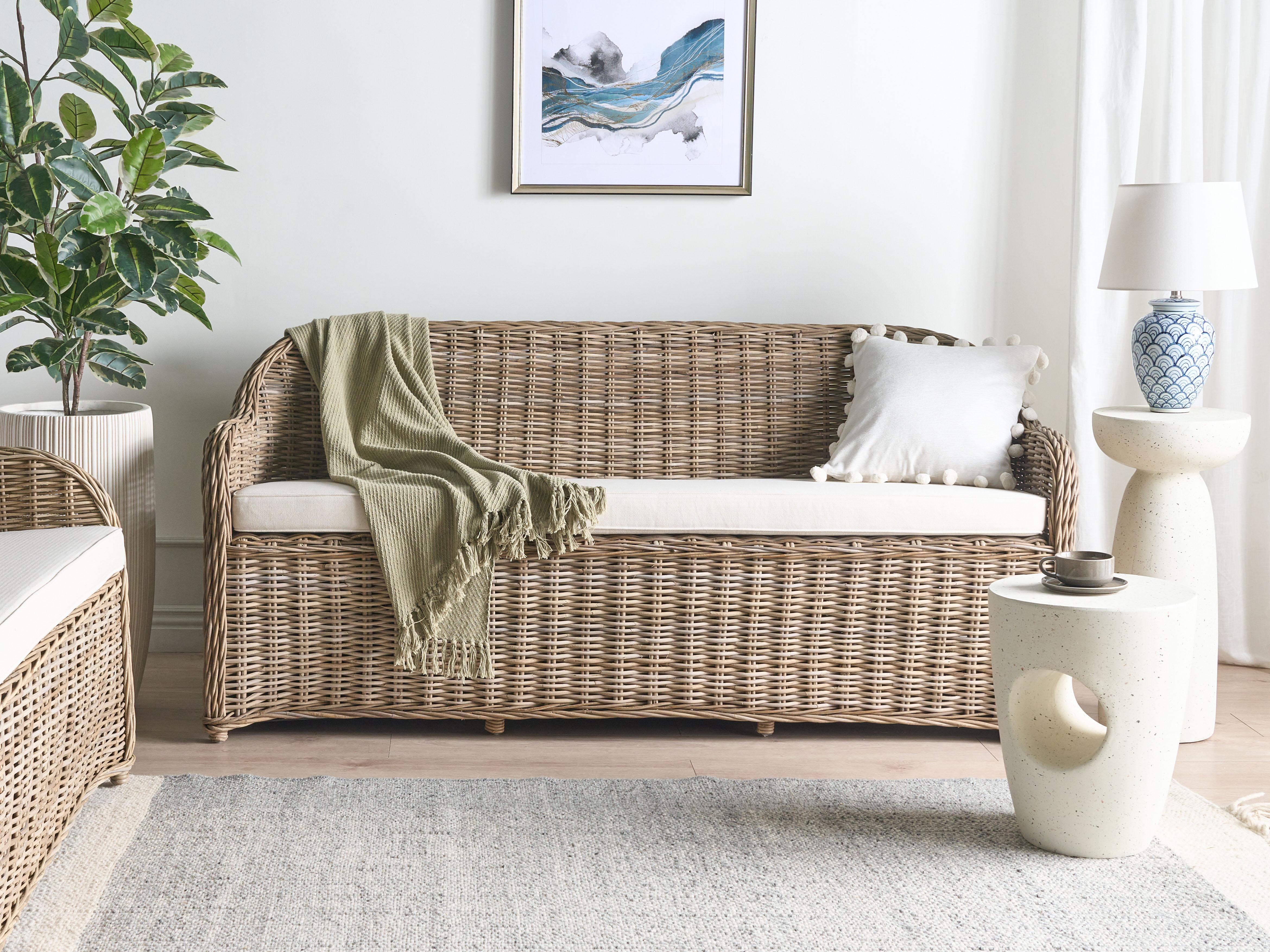 Tuinbank met zitkussen SUSUA 189 cm Rotan Natuurlijk