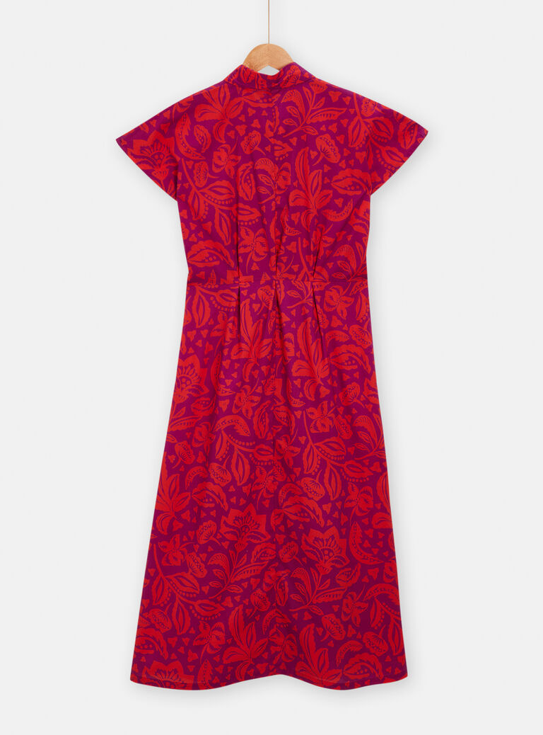 Robe chemise violette à imprimé fleuri pour femme