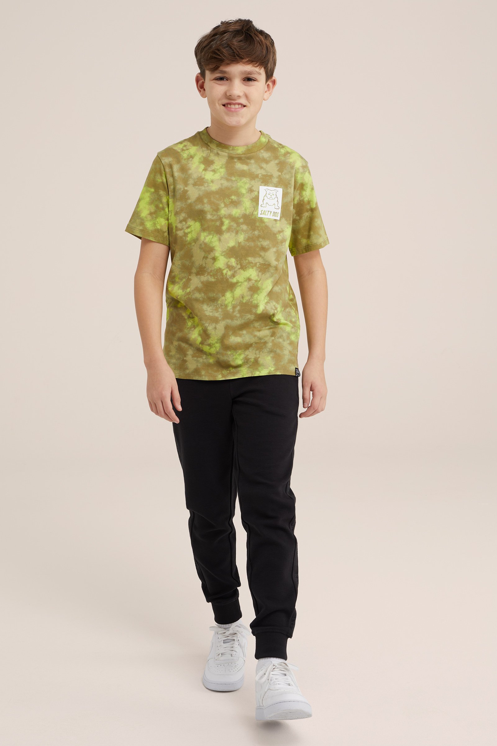 Jongens T-shirt met tie-dye dessin Salty Dog Groen