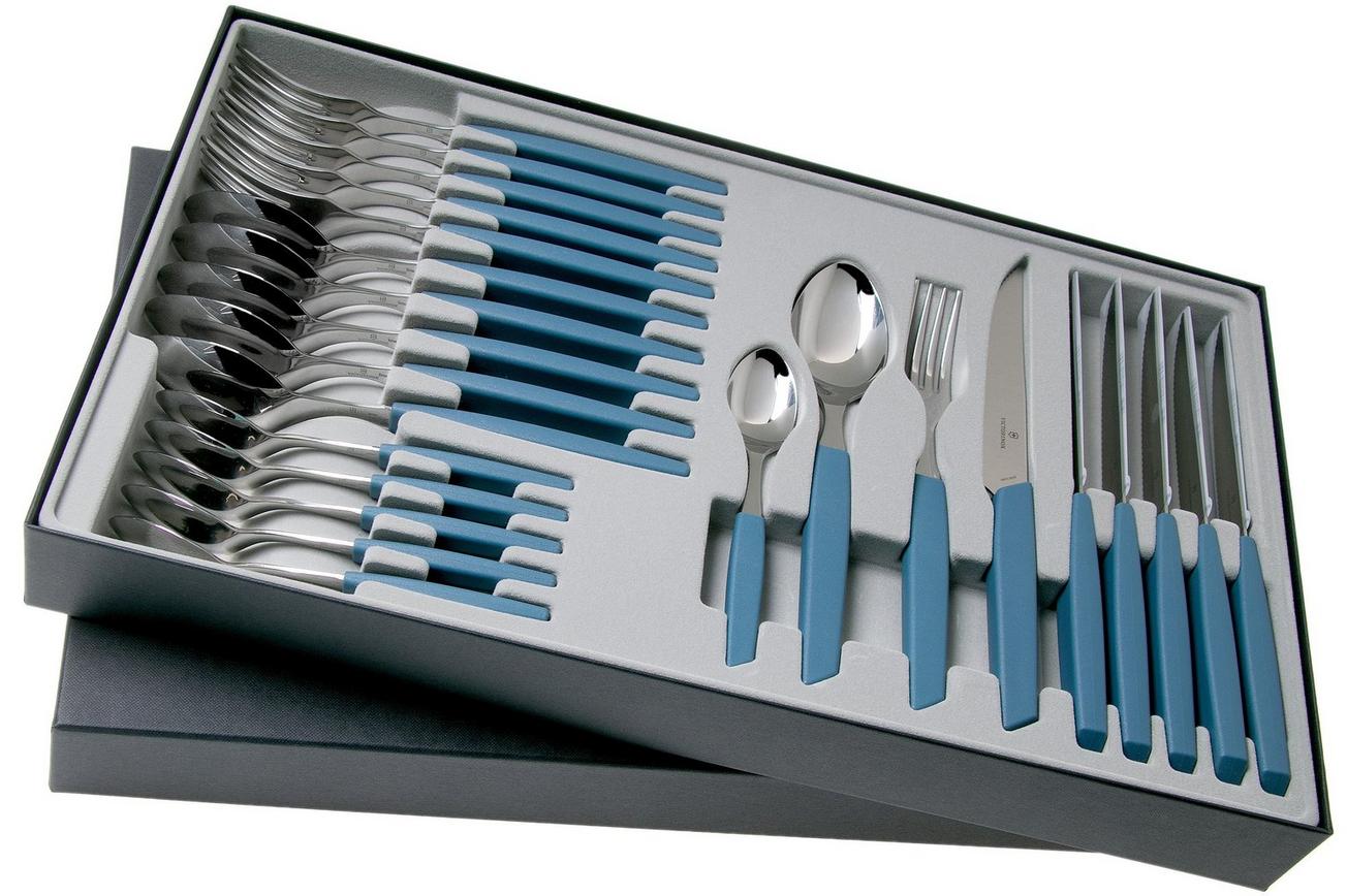 Victorinox Swiss Modern 6.9096.12W2.24, 24-delige bestekset met steakmes, blauw