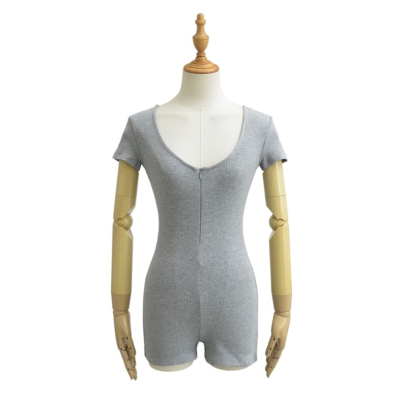 Ulark - Romper met korte mouwen, ronde hals en halve rits