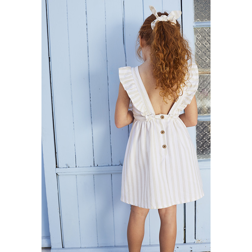 Robe de cérémonie volantée à rayures pour fille
