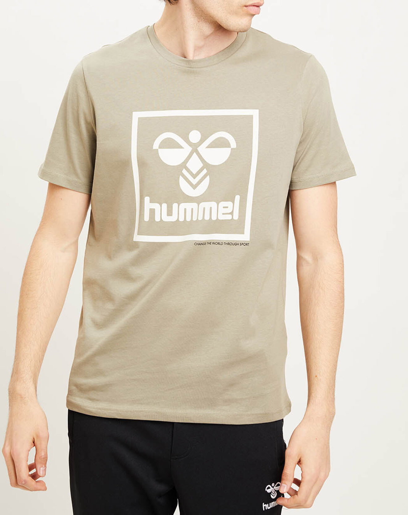 Hummel T-Shirt en Coton organique à gros logo kaki clair