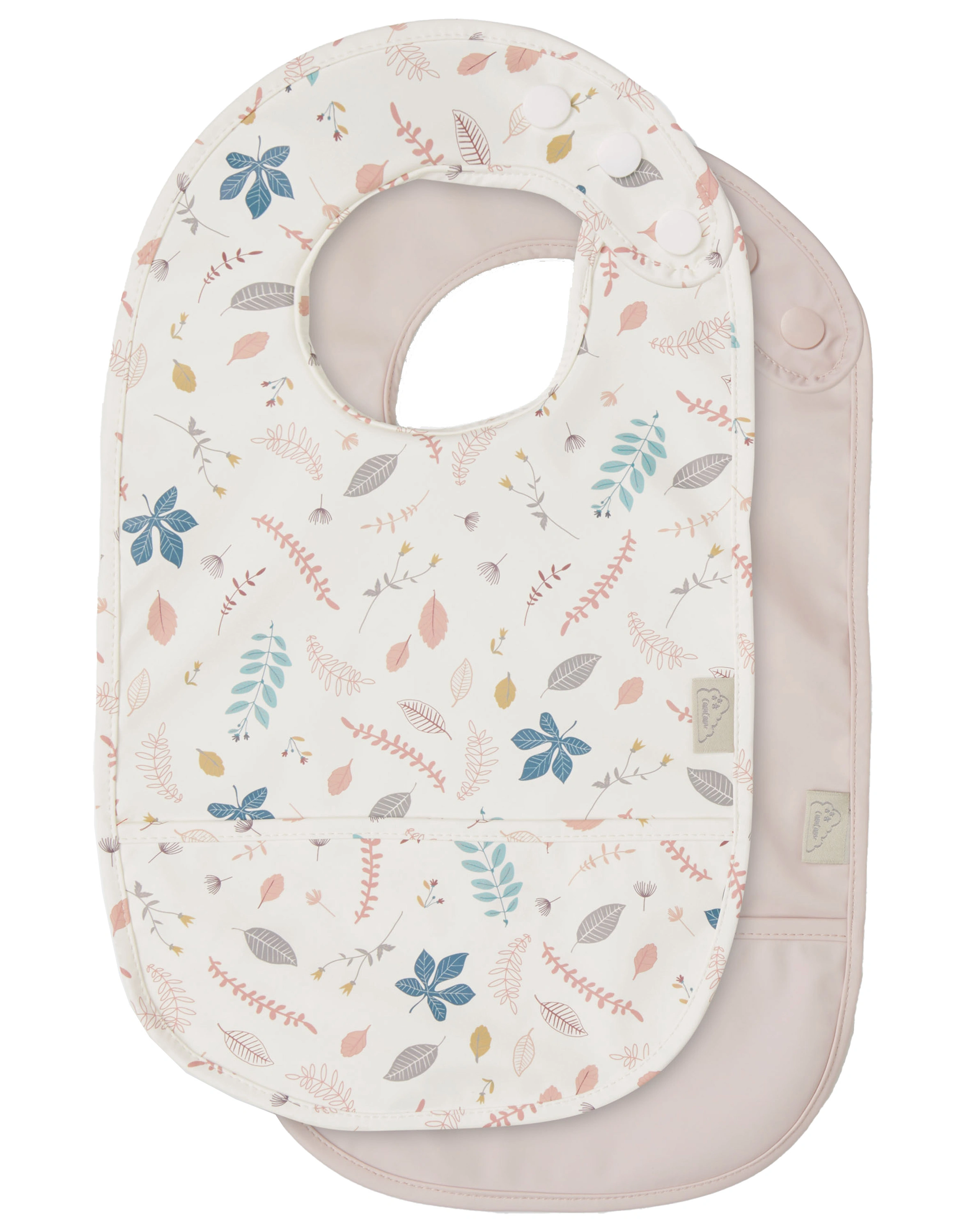 Lätzchen mit Auffangtasche LEAVES 2er-Pack rose