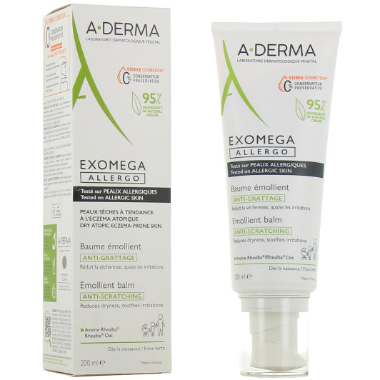 A Derma Exomega Allergo baume émollient - Peau atopique, allergique