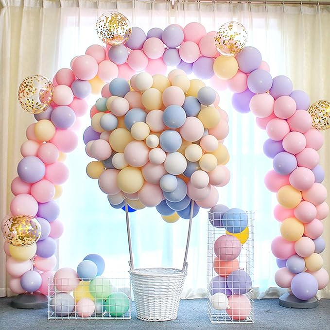 (3-tlg Set) 2x5m Luftballon Verbindungsstreifen   Doppelseitige Klebepunkte (100 Stk) - Transparent