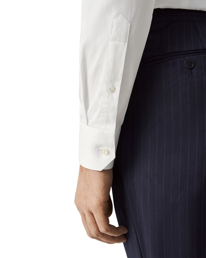 ETON Slim Fit White Solid Elevated Twill Shirt Hvid