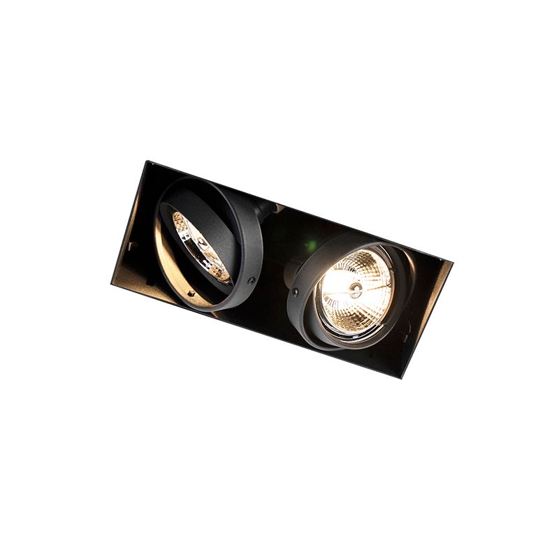 Inbouwspot zwart GU10 AR70 trimless 2-lichts - Oneon