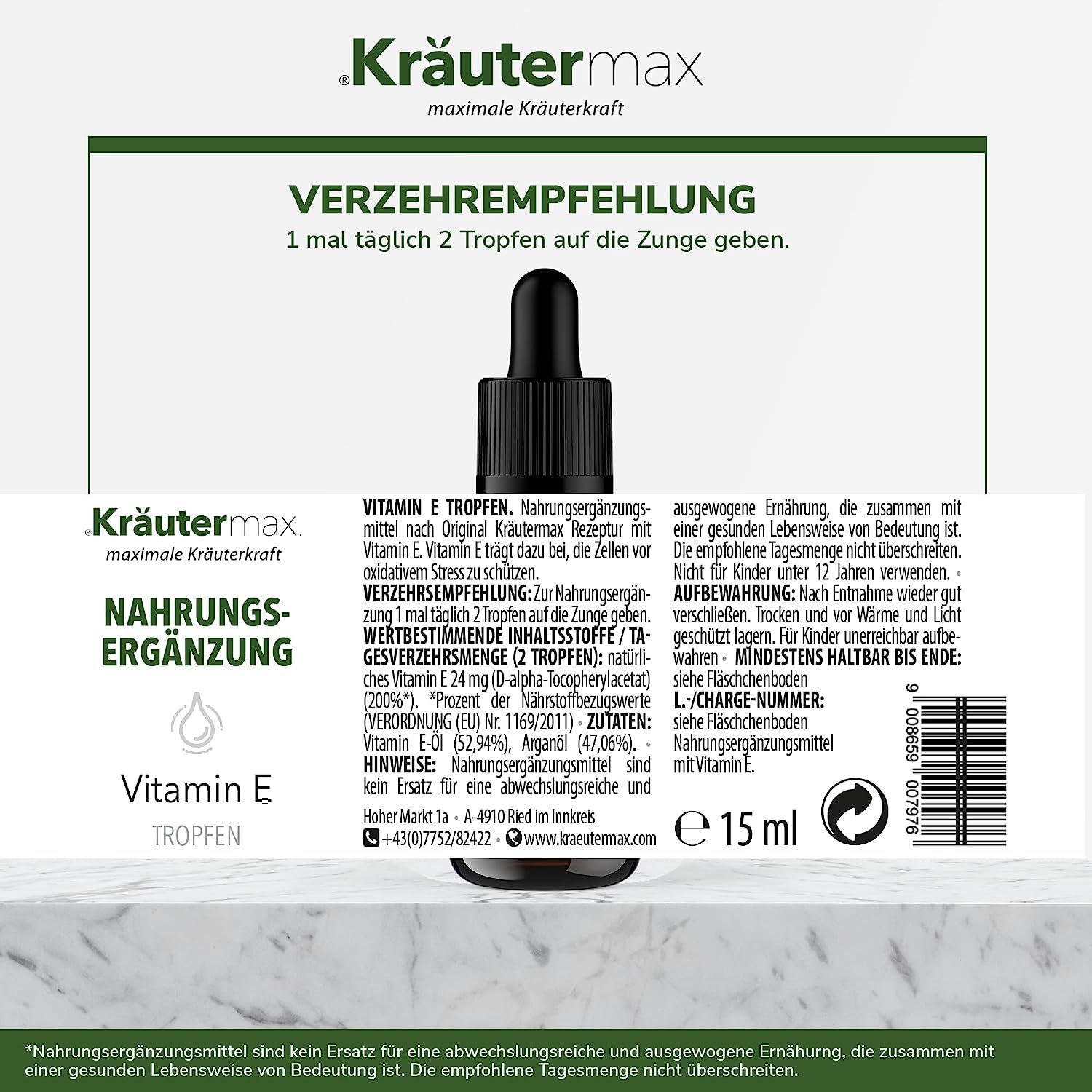 Kräutermax Vitamin E vegan Tropfen