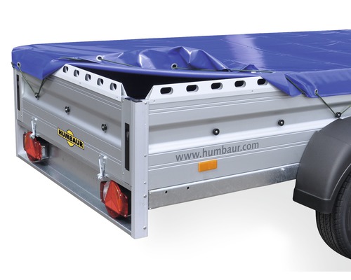 Humbaur vlakzeil voor Alumaster Basic met reling, blauw, 2510 mm x 1310 mm