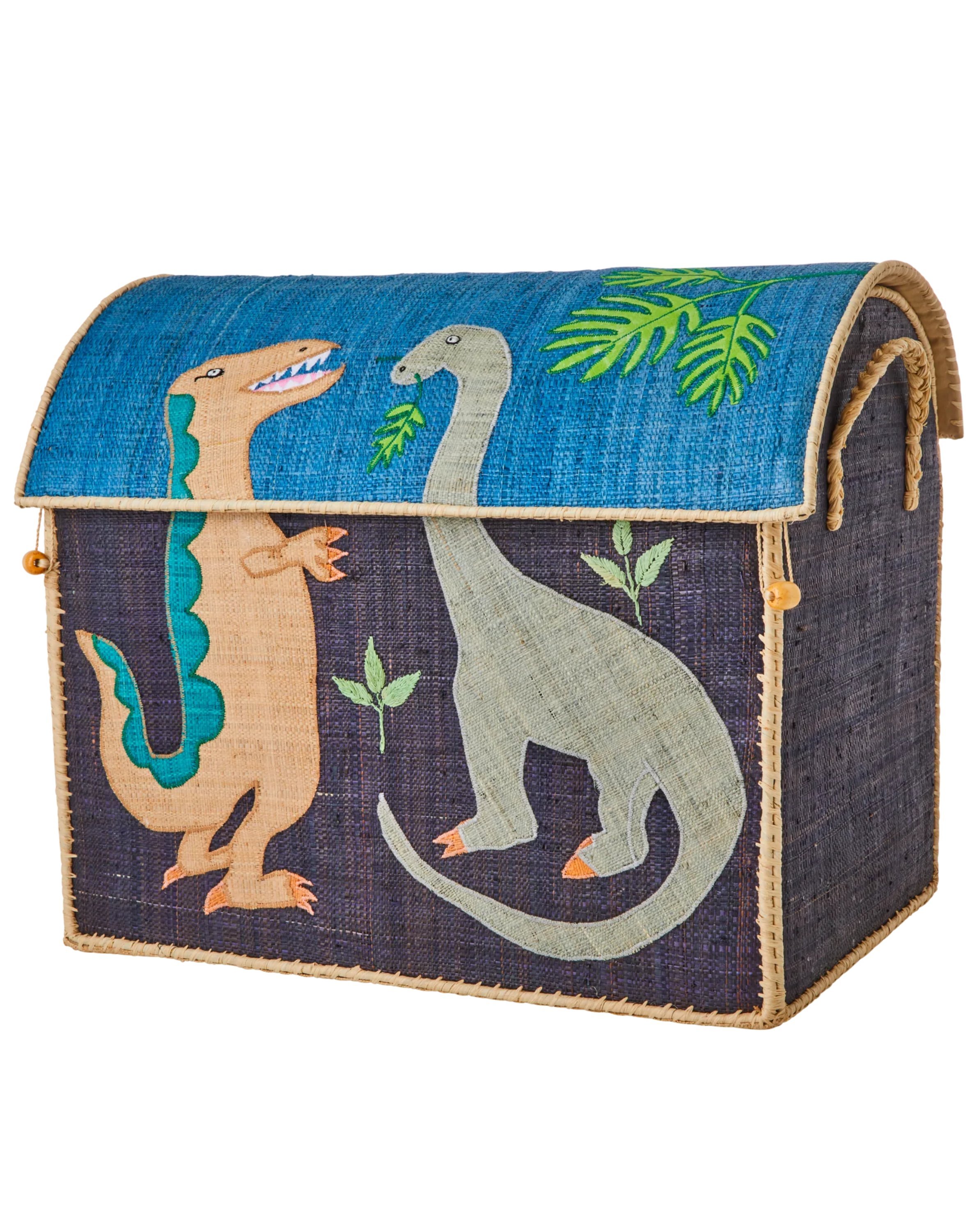 Raffia-Korb DINOSAUR 3er-Set in bunt