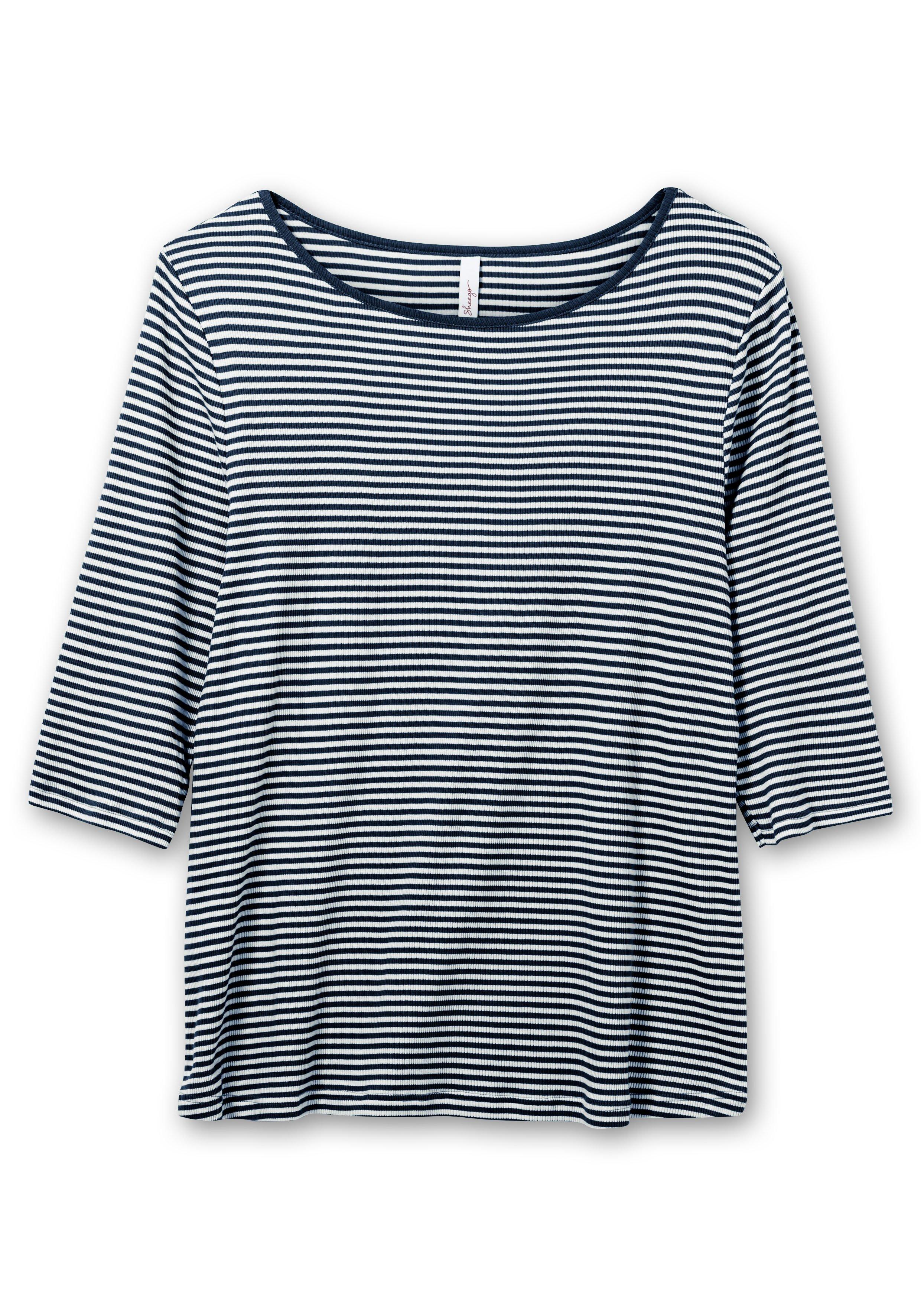 3/4-Arm-Shirt mit garngefärbten Ringeln