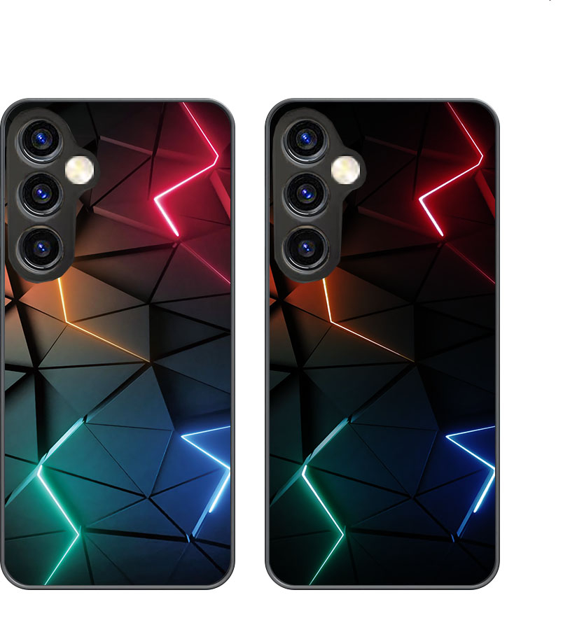 Samsung Galaxy S23 FE Hybrid Hardcase Hülle mit TPU Bumper   LED Acryl Rückseite   Kameraschutz - Blitz Design