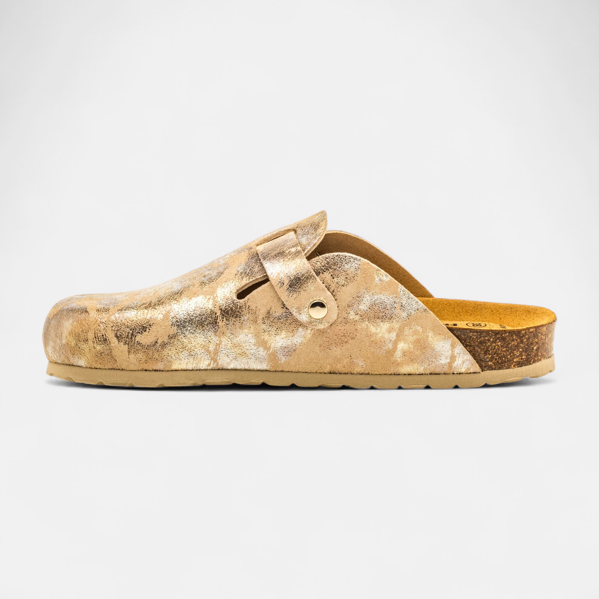 Mules semelle liège Femme en cuir beige