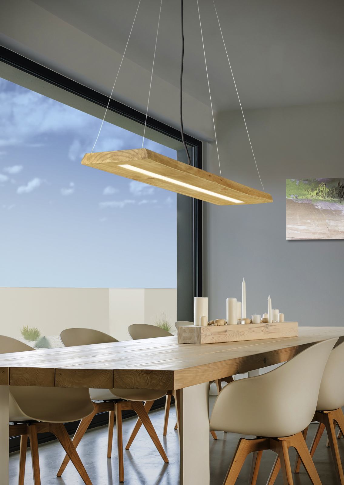 LED-Pendelleuchte BRAD - holzfarbig - Switch Dimmer
