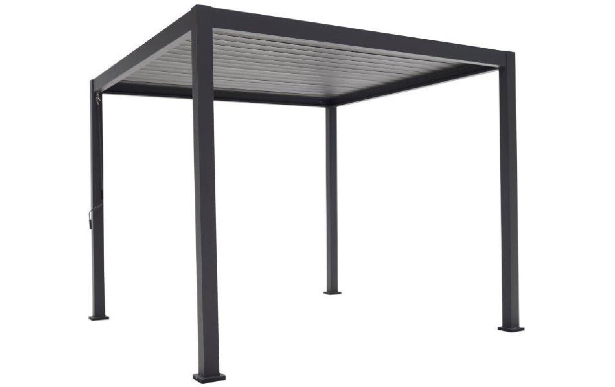 Alu-Pergola, Schwarz, 300 x 300 x 250 cm<br>Pergola mit kippbaren Lamellen