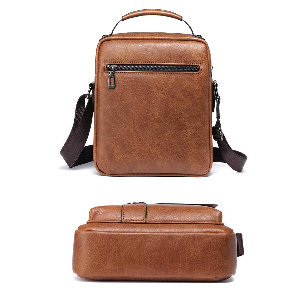 (20x25cm) Herren Leder Schultertasche Fashion Crossbody Business Bag - Hellbraun