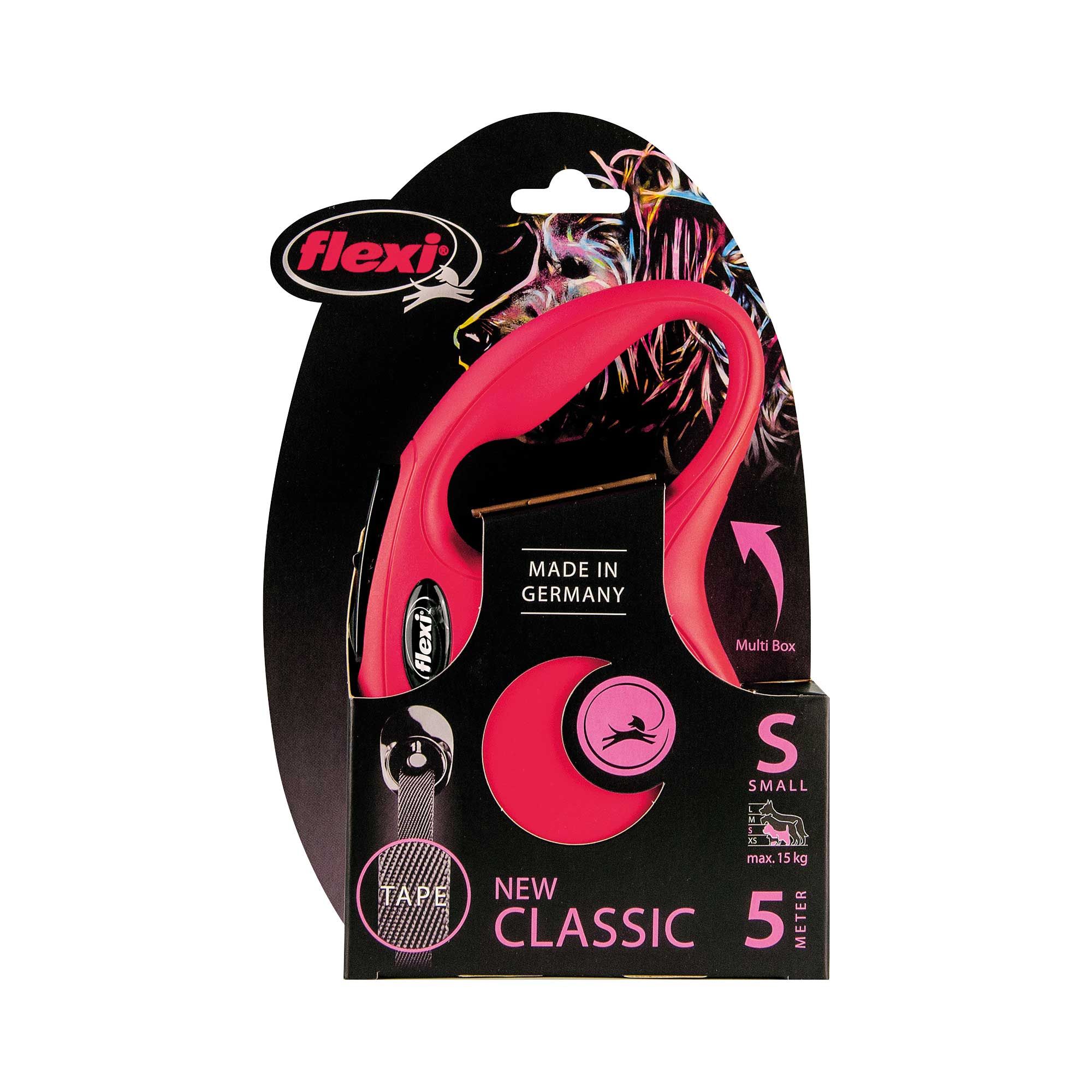 FLEXI NEW Classic - 5 m lang - mit Gurt, für Hunde bis 15kg