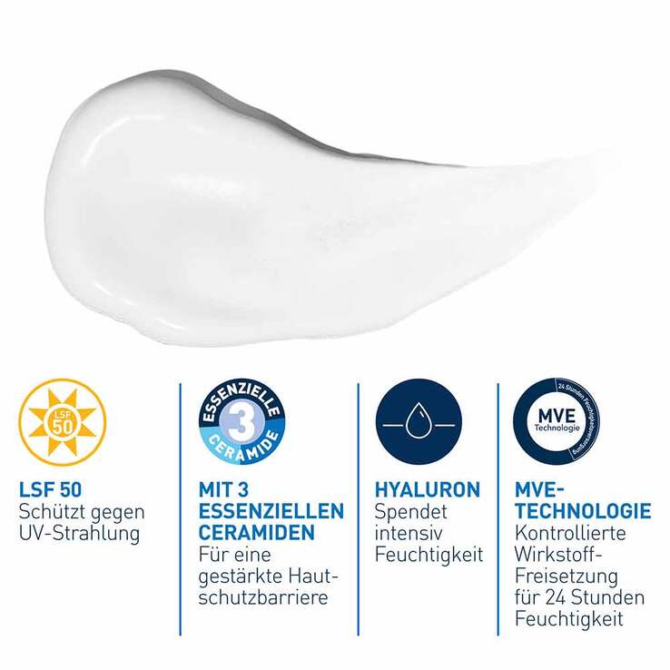 Cerave feuchtigkeitsspendende Gesichtscreme SPF 50, 52 ml