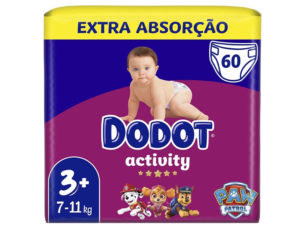 FRALDAS DODOT ACTIVITY EXTRA T3  7-11KG 60 UN