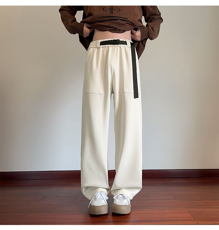 Drawouf - Broek met elastische taille en rechte pijpen en gespen