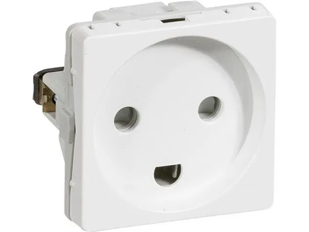 LAURITZ KNUDSEN FUGA® indsats stikkontakt hvid, 1 modul 2-pol med jord. 16A 250V.