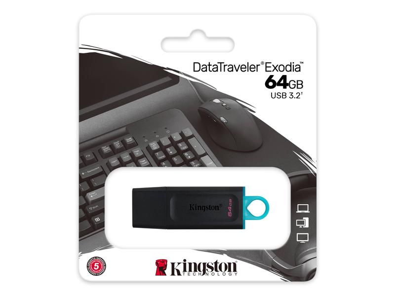 Kingston USB-Stick DataTraveler Exodia 64 GB USB-Stick mit 64 GB Speicherkapazität und 100 MB/s Lesegeschwindigkeit