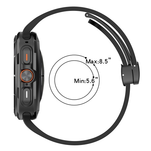 Samsung Galaxy Watch Ultra (47mm) Silikon Armband mit Magnet-Verschluss (Gelenkumfang: 140-215mm) - Schwarz