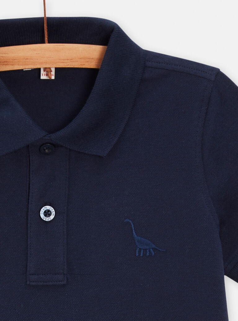 Polo marine avec broderie dinosaure pour garçon