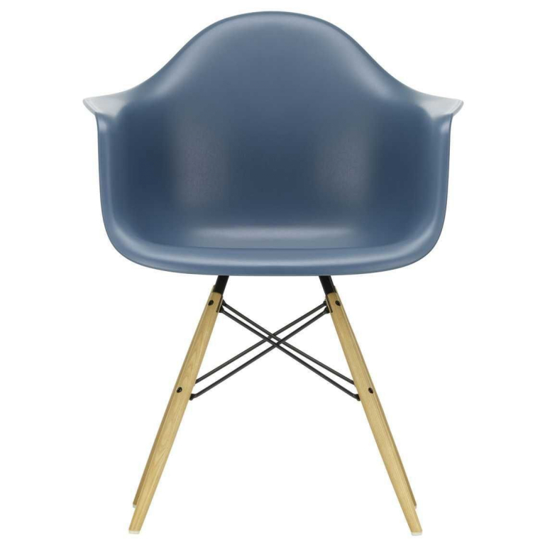 Vitra Eames DAW stoel geelachtig esdoorn onderstel, Sea Blue