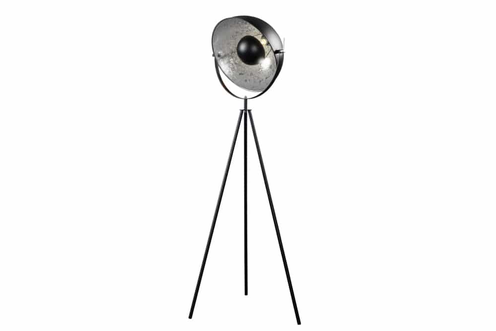 Industrial Stehlampe STUDIO 150cm schwarz Blattsilber-Optik neigbarer Schirm