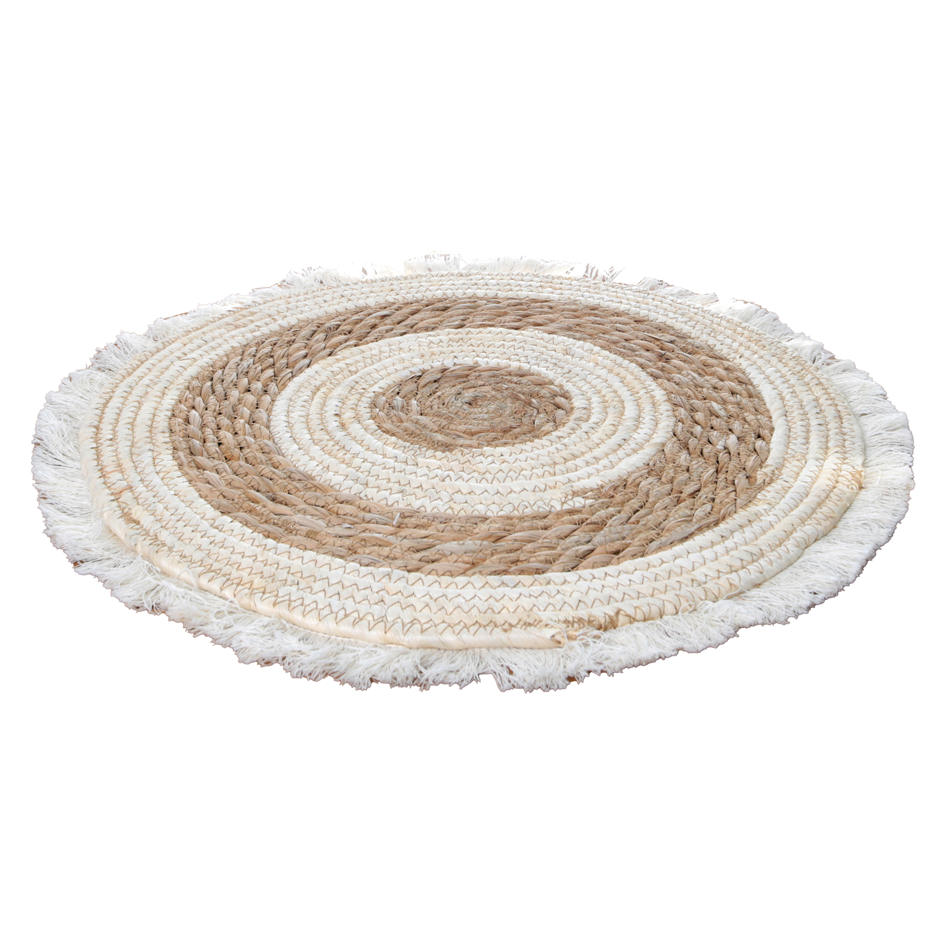 Platzmatte - natur - mit Fransen - Ø 38 cm