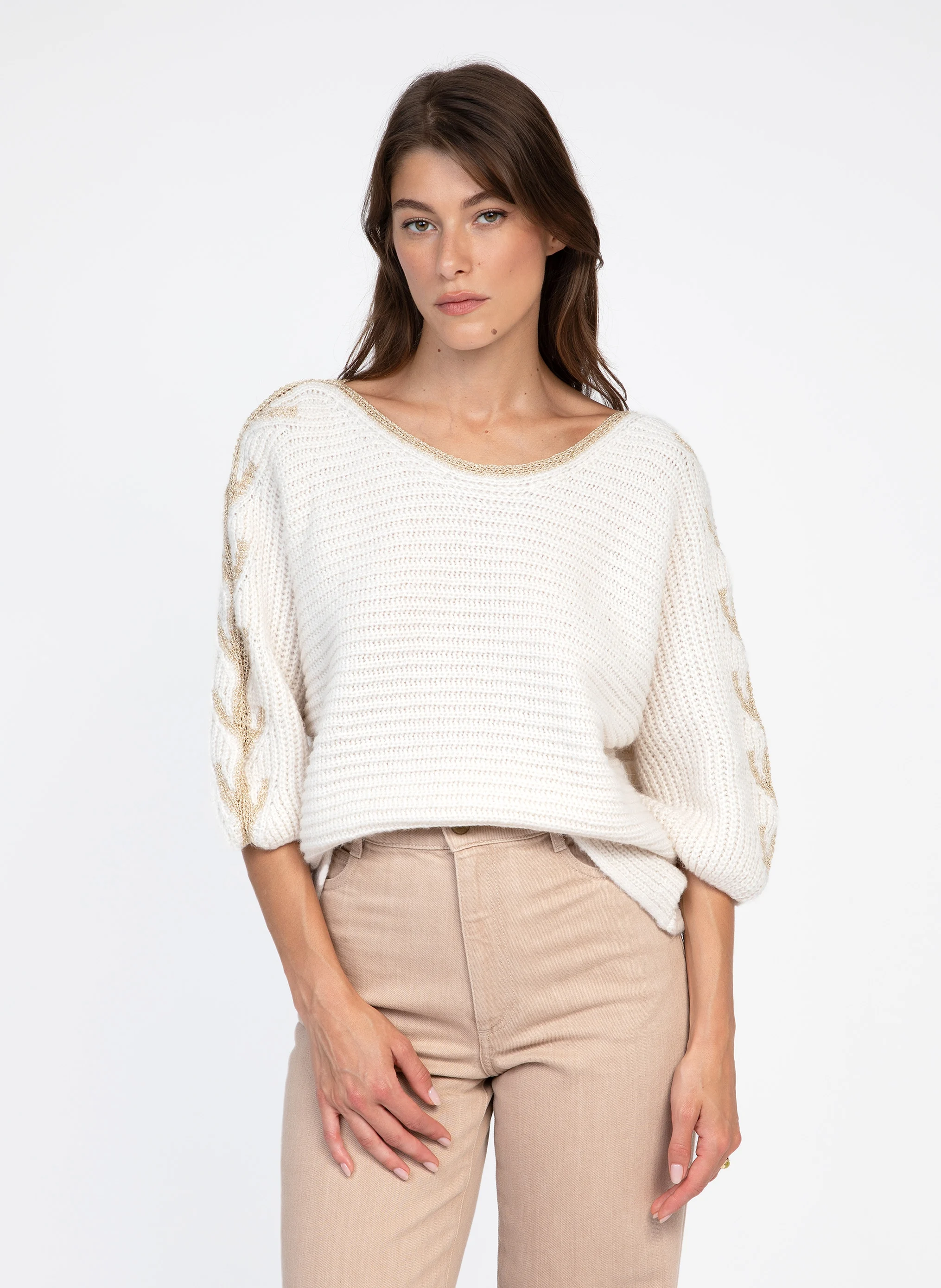 LASHANI - Pull col rond| Blanc