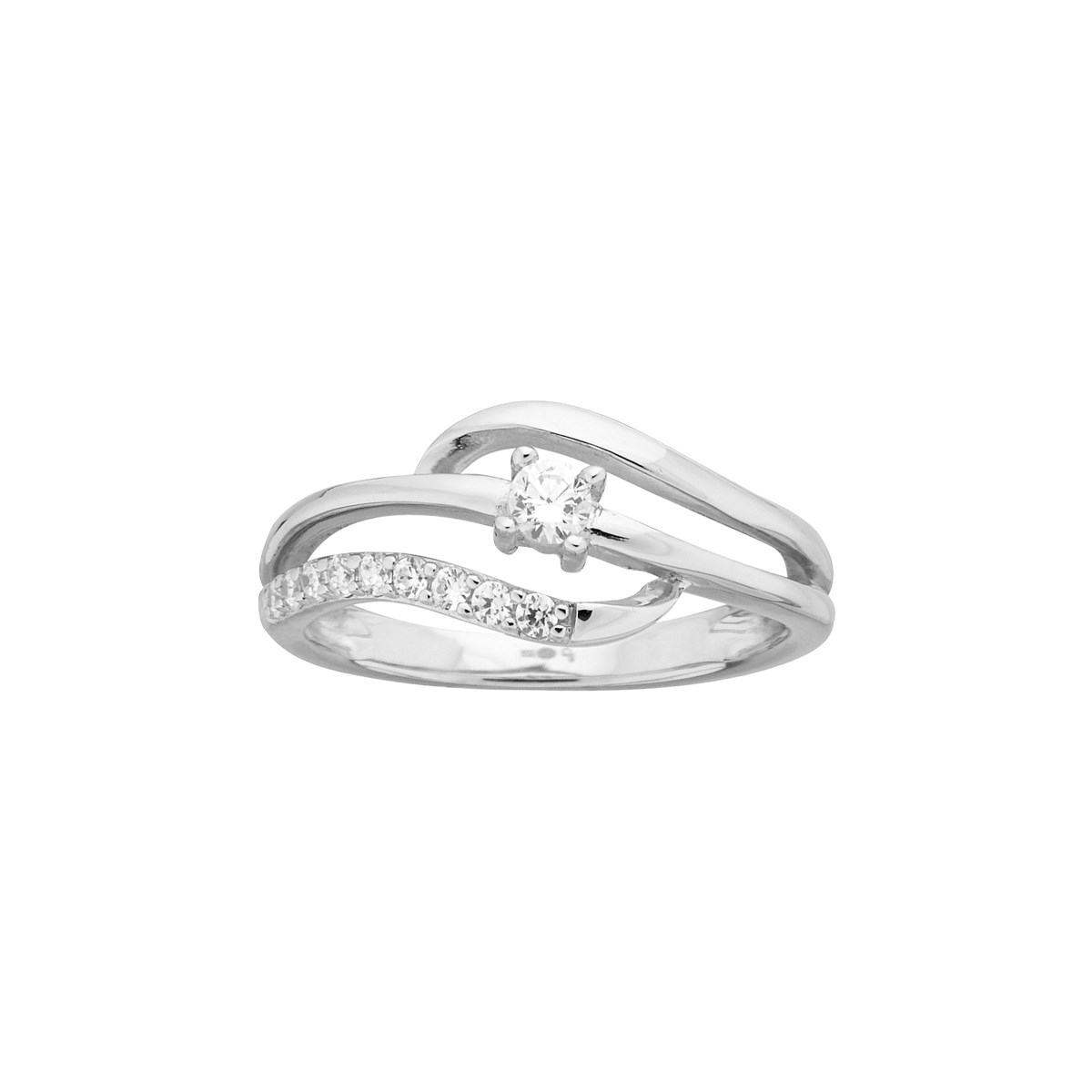 Bague de fiançailles en Argent avec oxyde de zirconium blanc