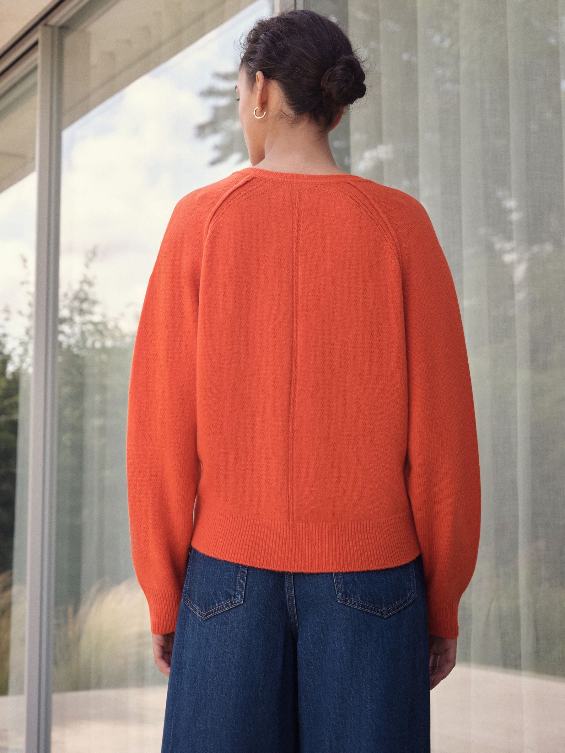 Oranje - 100% Lamswol N.Premium Henley Trui met Ronde Hals