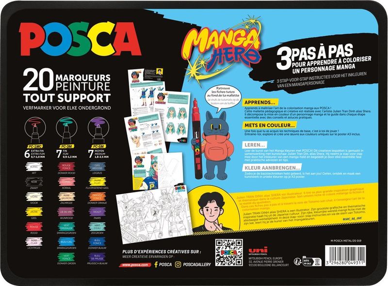 Uni - Posca Verfmarker Koffer - Manga Hero - 20 Stuks - Inclusief Tutorials