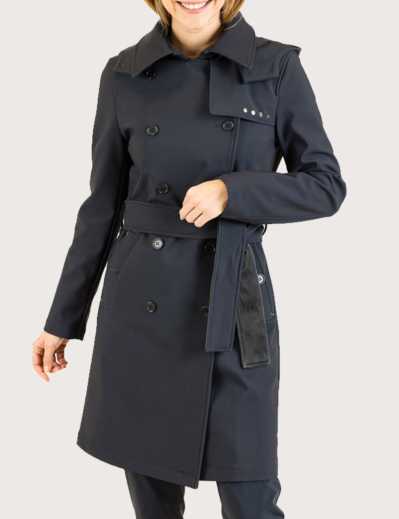 HBT TRENCH MI-LONG À CAPUCHE AMOVIBLE BLEU MARINE POUR FEMME QUEEN
