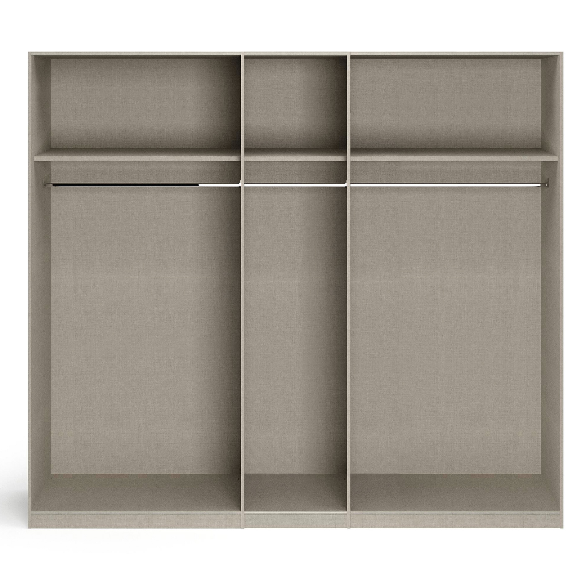Drehtürenschrank - seidengrau - Kristallglasspiegel - 5-türig - 226x210 cm